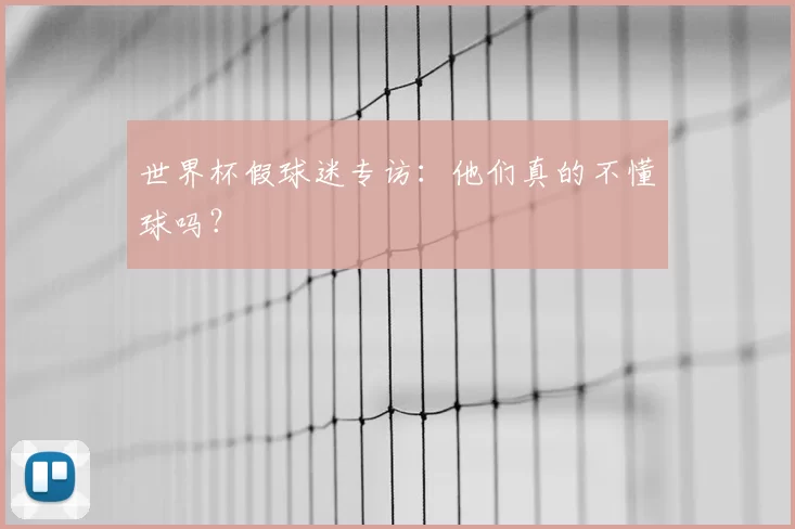 世界杯假球迷专访：他们真的不懂球吗？